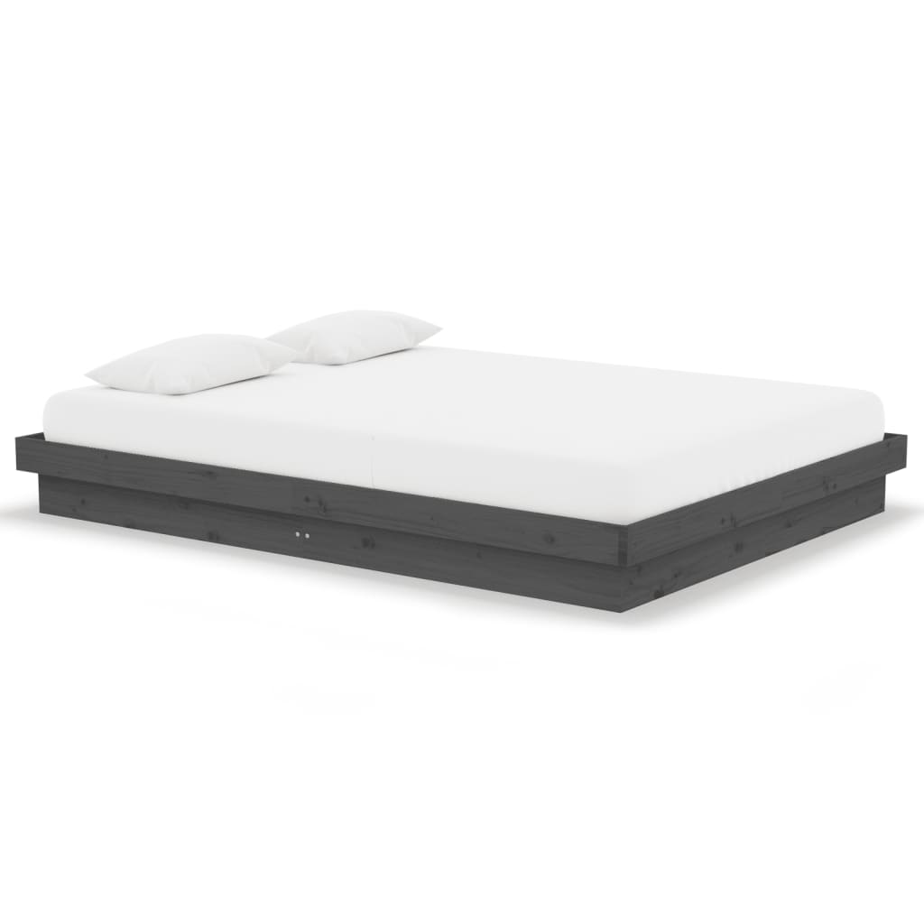 sengeramme 135x190 cm Double massivt fyrretræ grå
