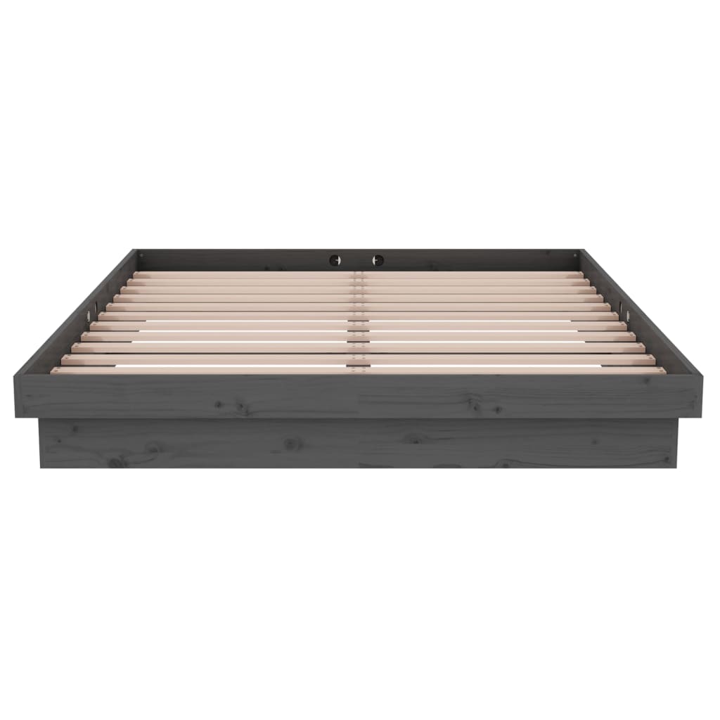 sengeramme 135x190 cm Double massivt fyrretræ grå