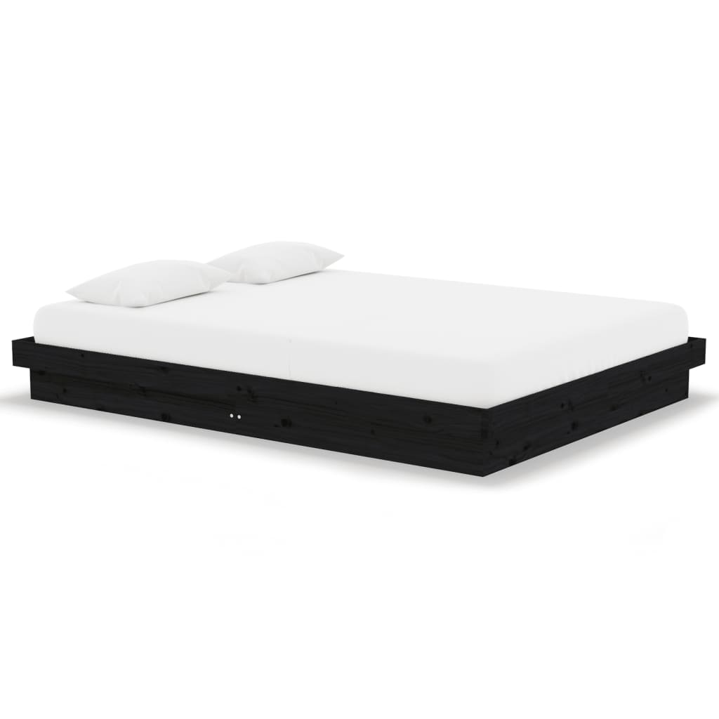 sengeramme 135x190 cm Double massivt fyrretræ sort