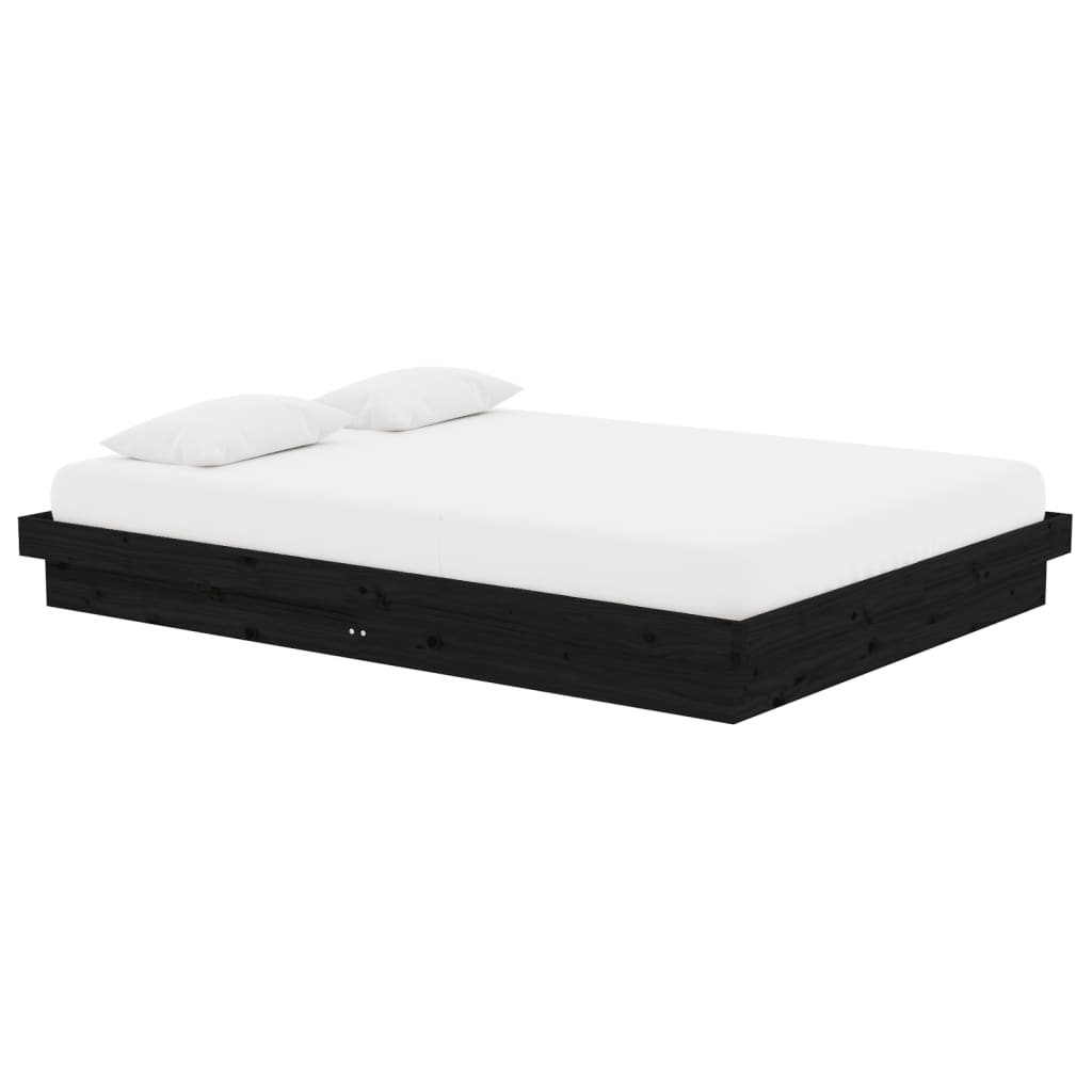 sengeramme 135x190 cm Double massivt fyrretræ sort