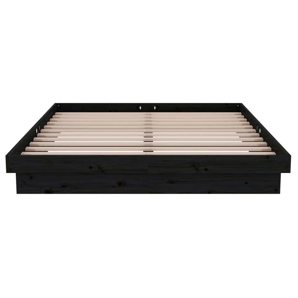 sengeramme 135x190 cm Double massivt fyrretræ sort