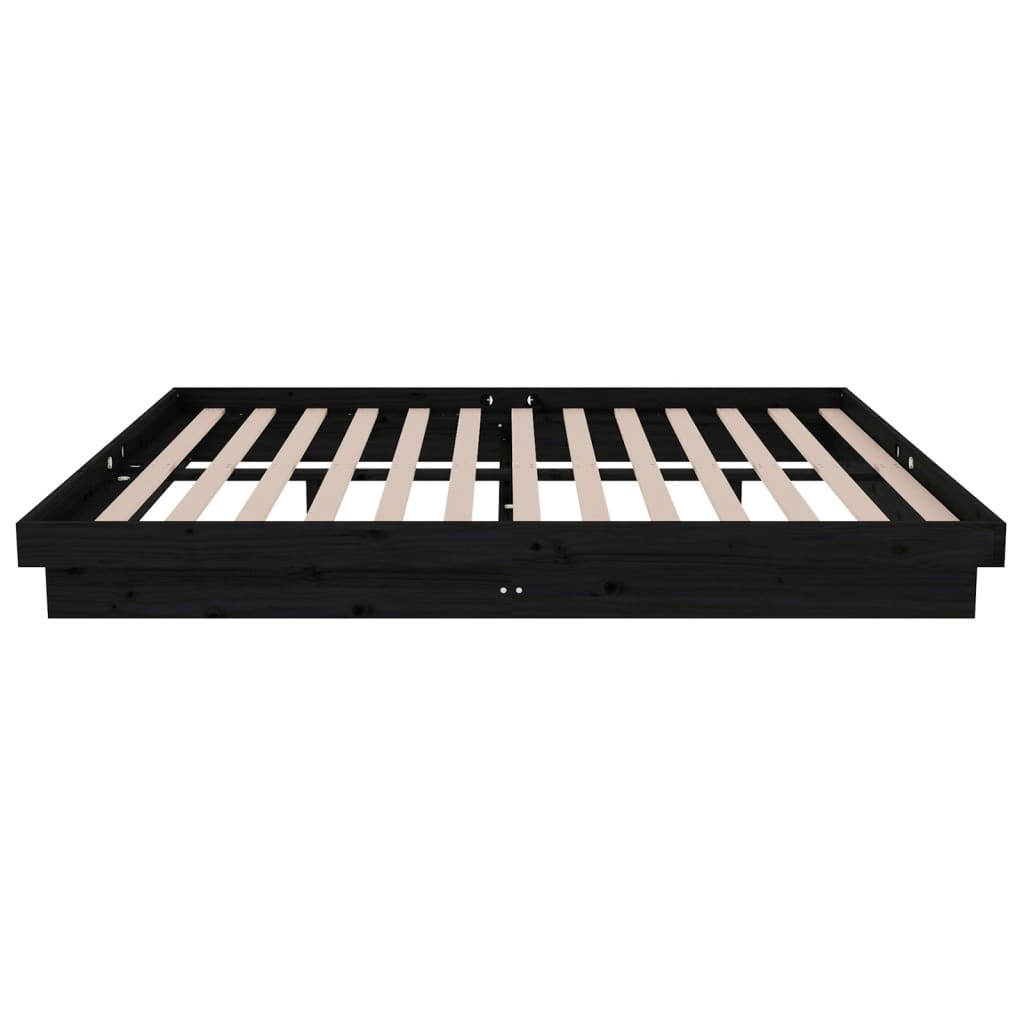 sengeramme 135x190 cm Double massivt fyrretræ sort