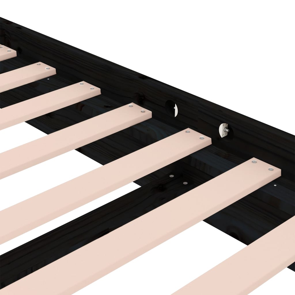 sengeramme 135x190 cm Double massivt fyrretræ sort
