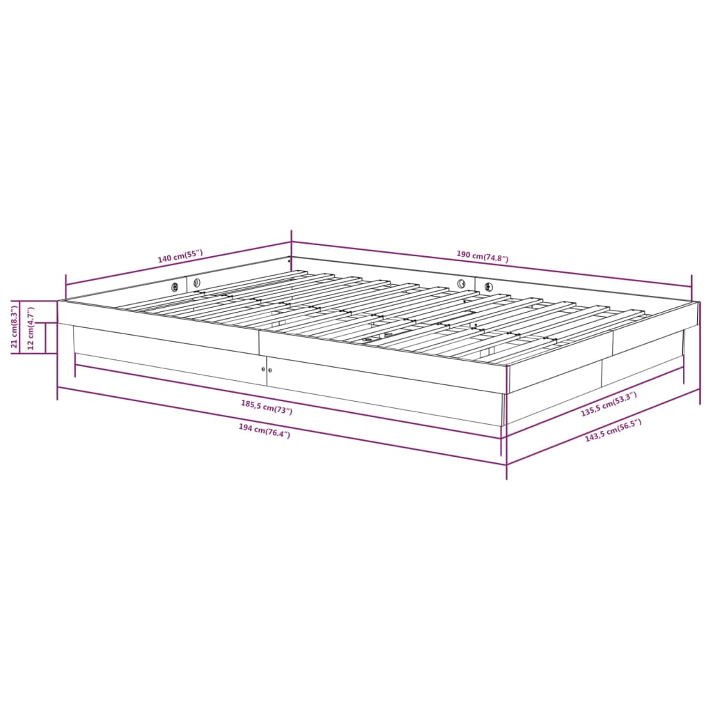 sengeramme 140x190 cm massivt træ