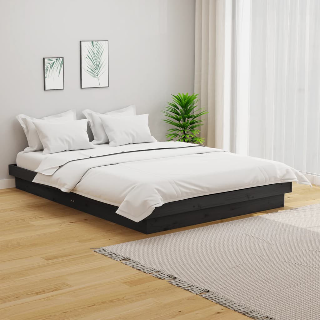 sengeramme 140x190 cm massivt træ grå