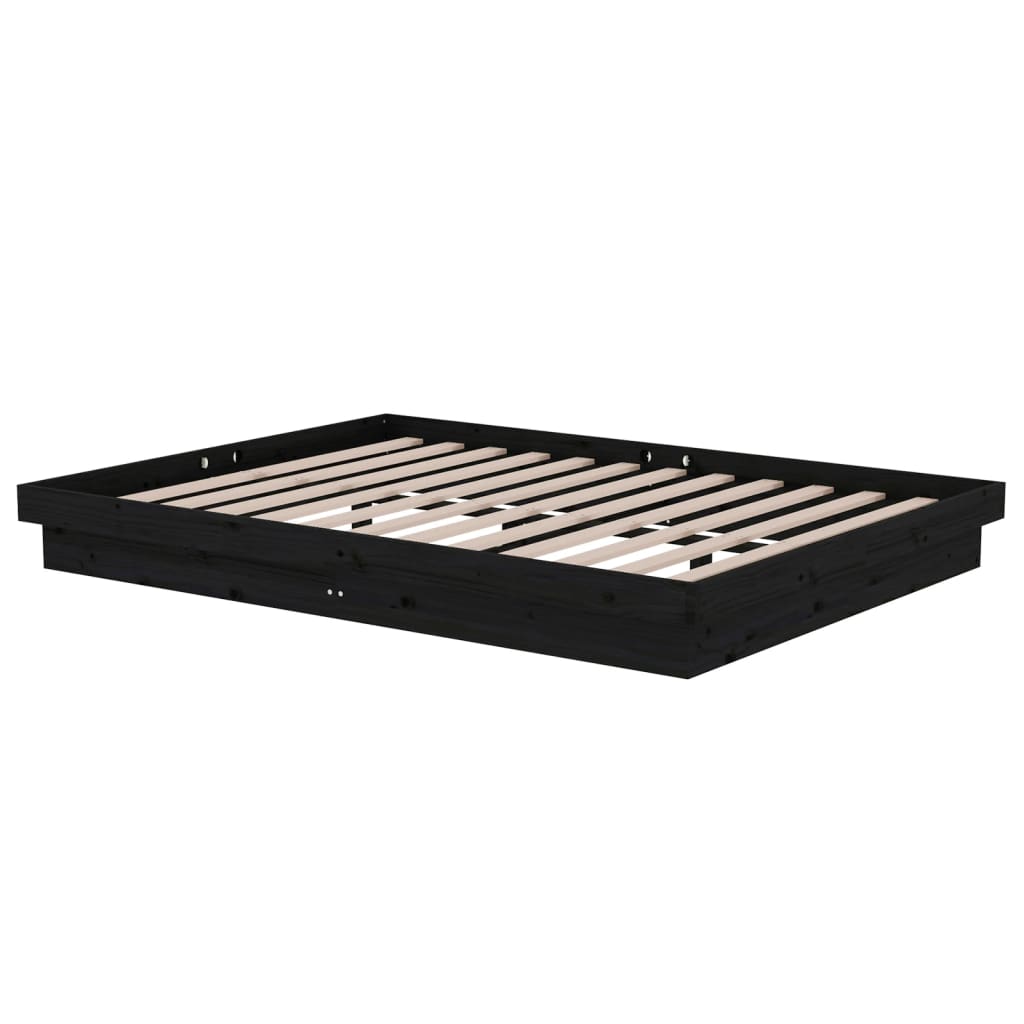 sengeramme 140x190 cm massivt træ sort