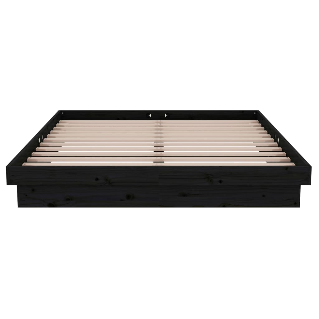 sengeramme 140x190 cm massivt træ sort