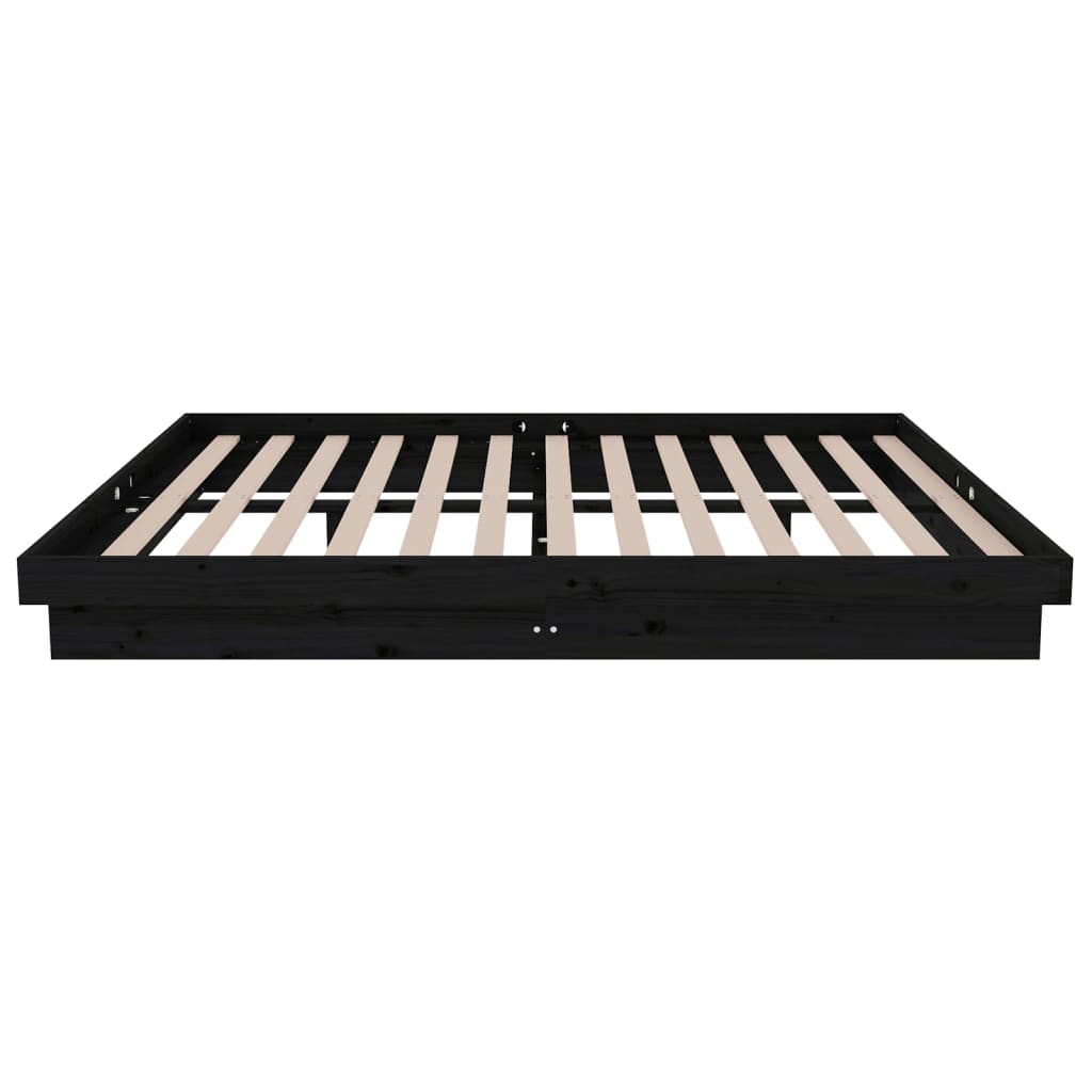 sengeramme 140x190 cm massivt træ sort