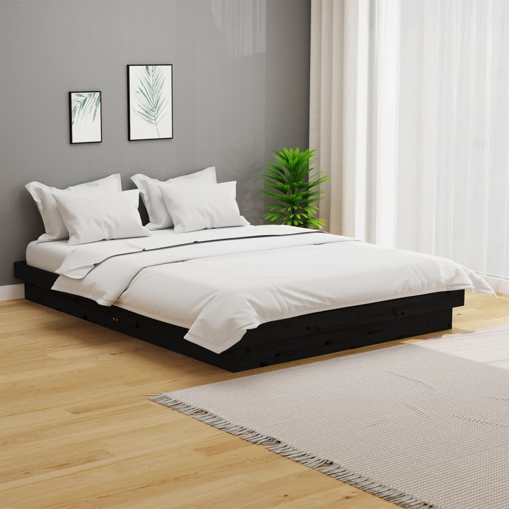 sengeramme 140x190 cm massivt træ sort