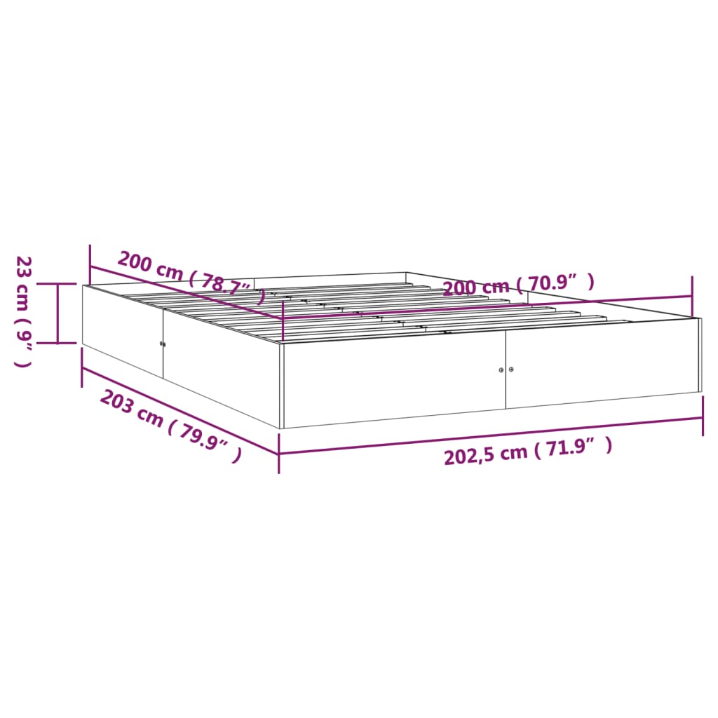 sengeramme 200x200 cm massivt træ hvid
