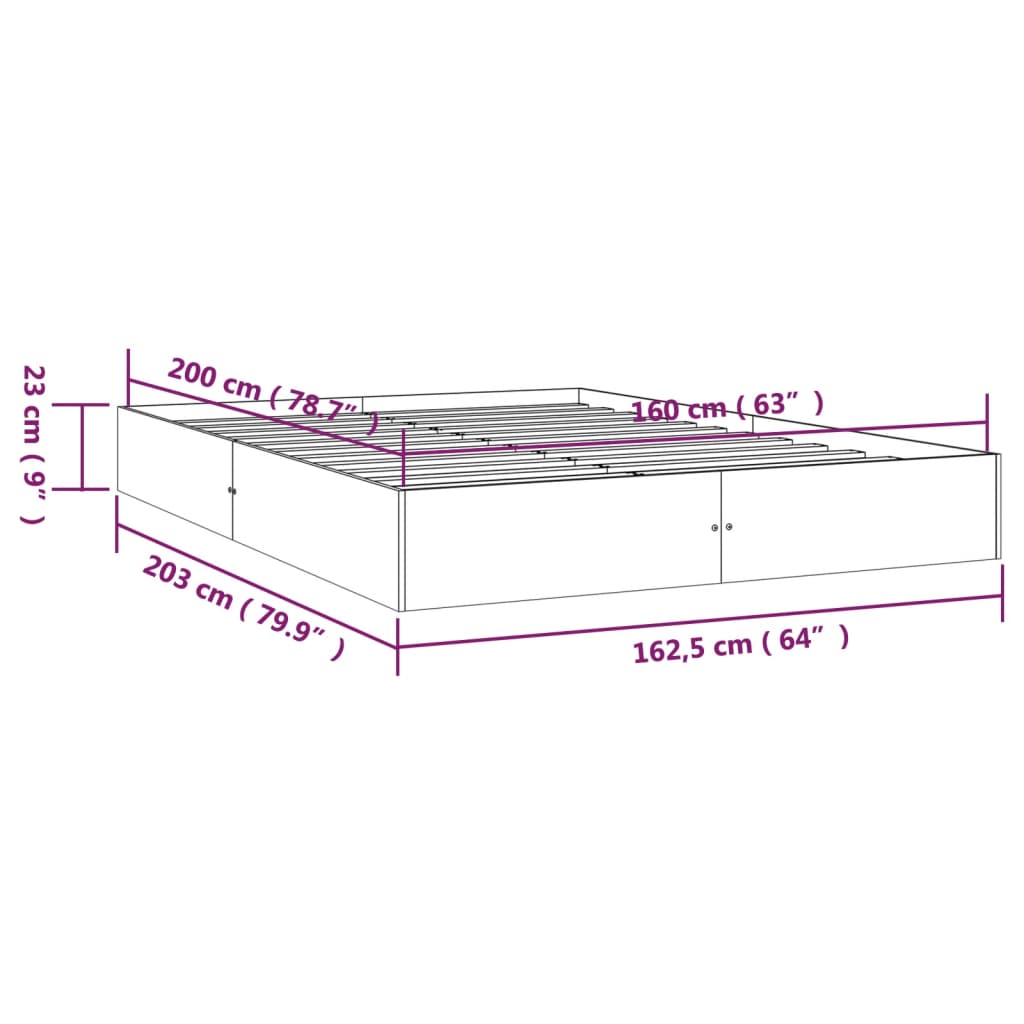 sengeramme 160x200 cm massivt træ hvid