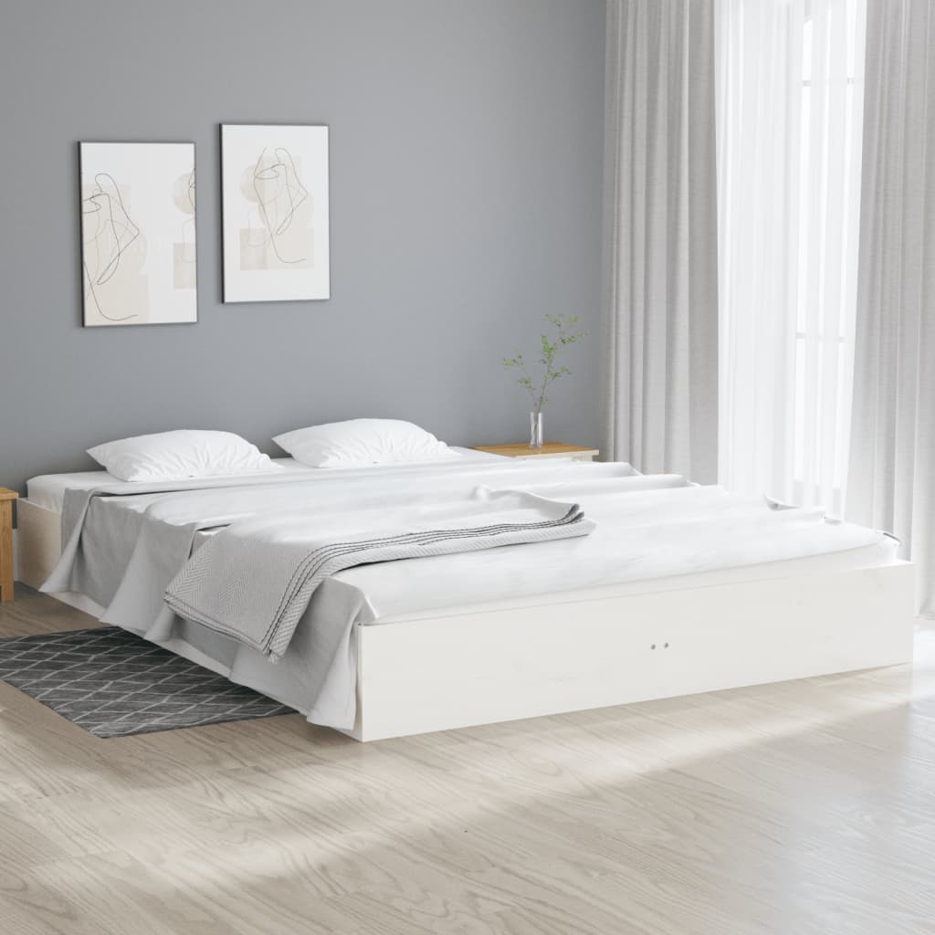 sengeramme 160x200 cm massivt træ hvid