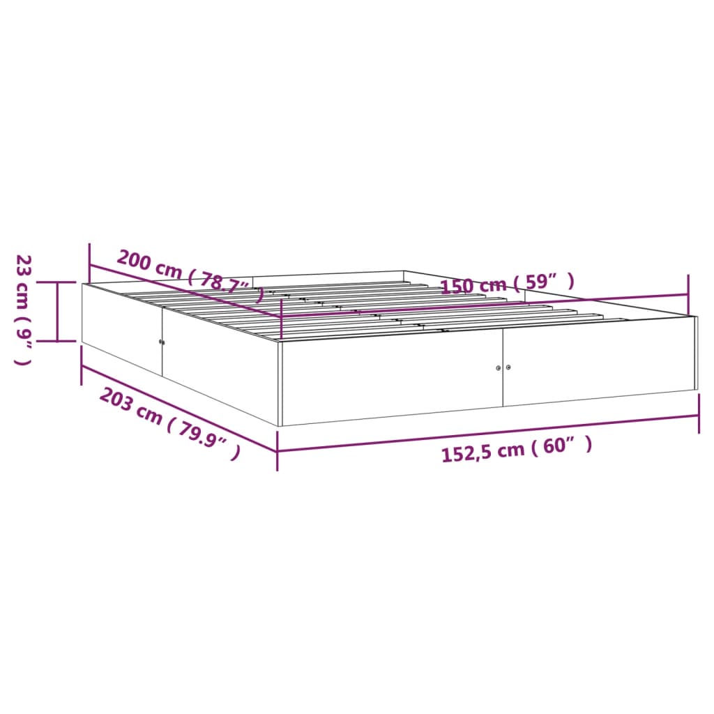 sengeramme 150x200 cm massivt træ
