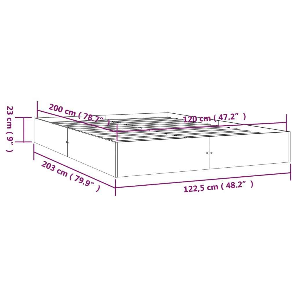 sengeramme uden madras 120x200 cm massivt træ