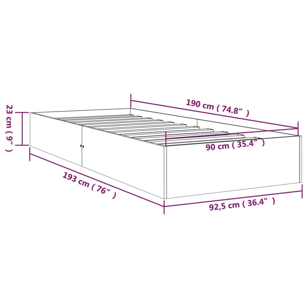 sengeramme 90x190 cm massivt træ