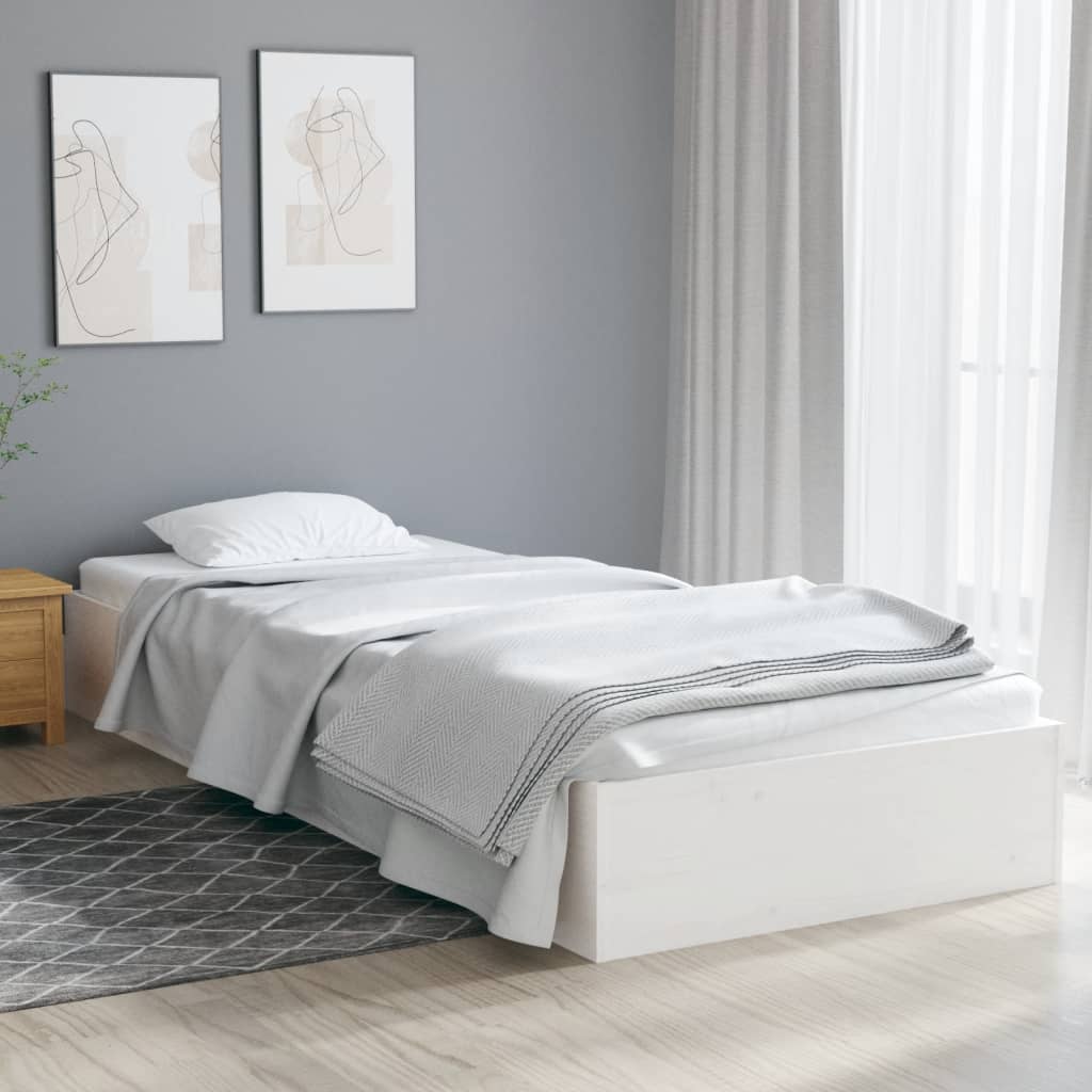 sengeramme 90x190 cm Single massivt træ hvid