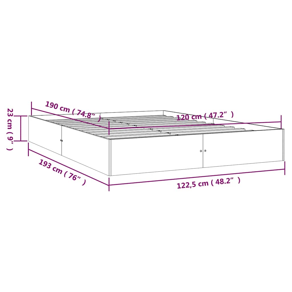 sengeramme 120x190 cm Small Double massivt træ hvid