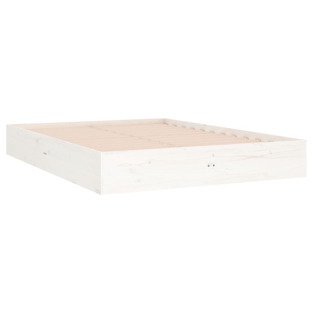 sengeramme 135x190 cm dobbelt massivt fyrretræ hvid