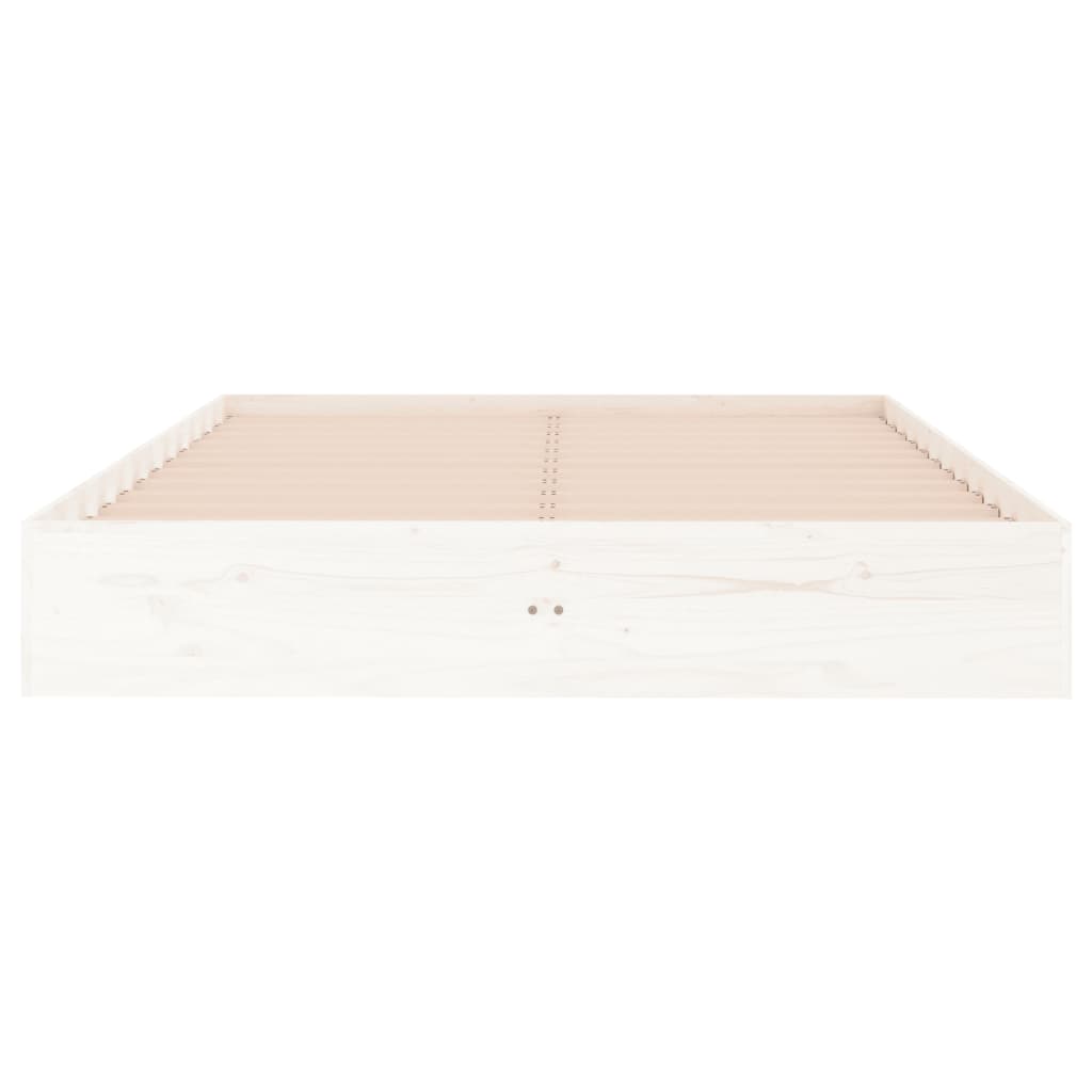 sengeramme 135x190 cm dobbelt massivt fyrretræ hvid