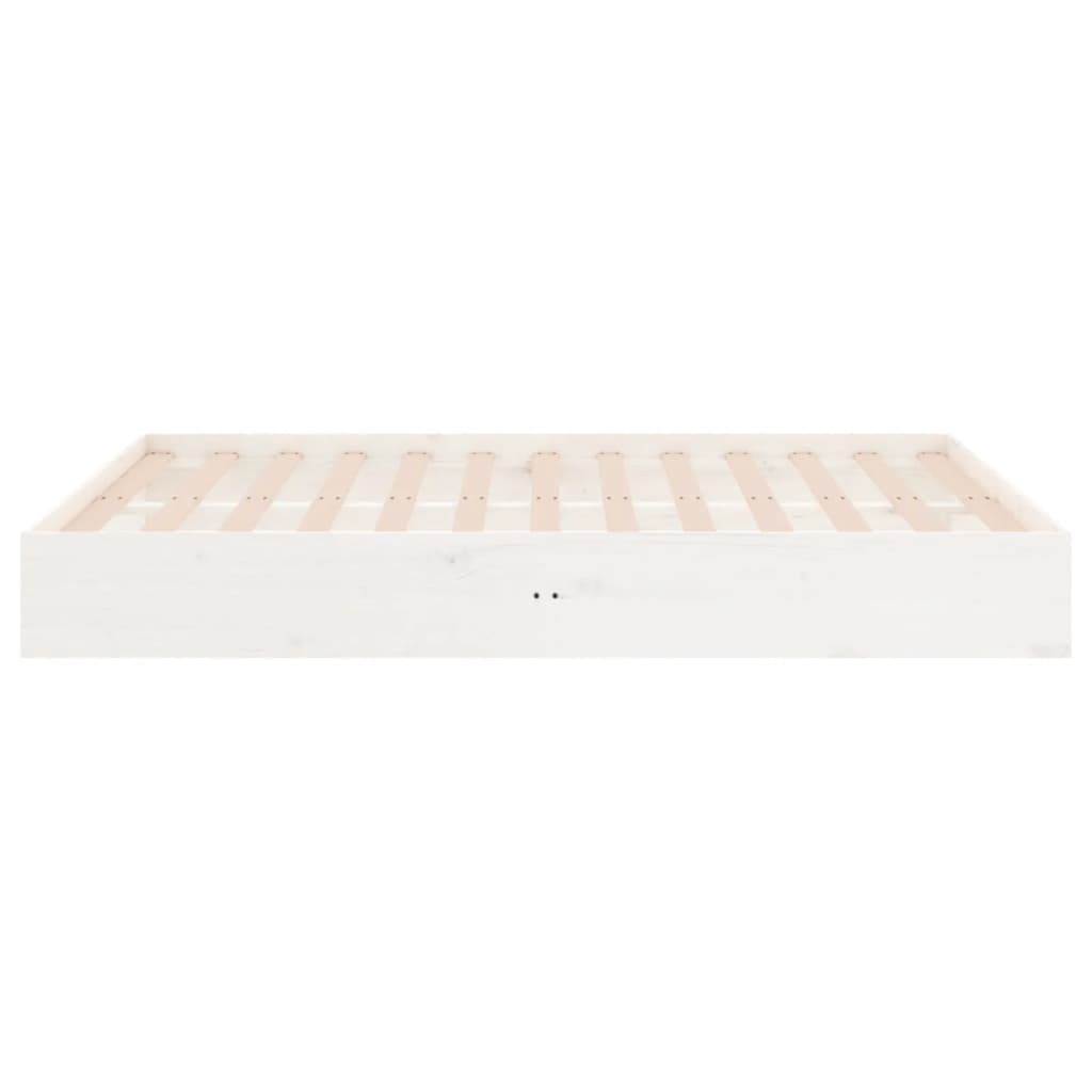sengeramme 135x190 cm dobbelt massivt fyrretræ hvid
