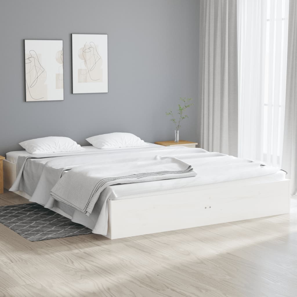 sengeramme 140x190 cm massivt træ hvid