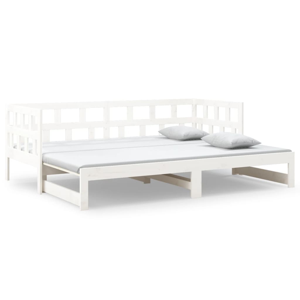 daybed med udtræk 2x(90x200) cm massivt fyrretræ hvid