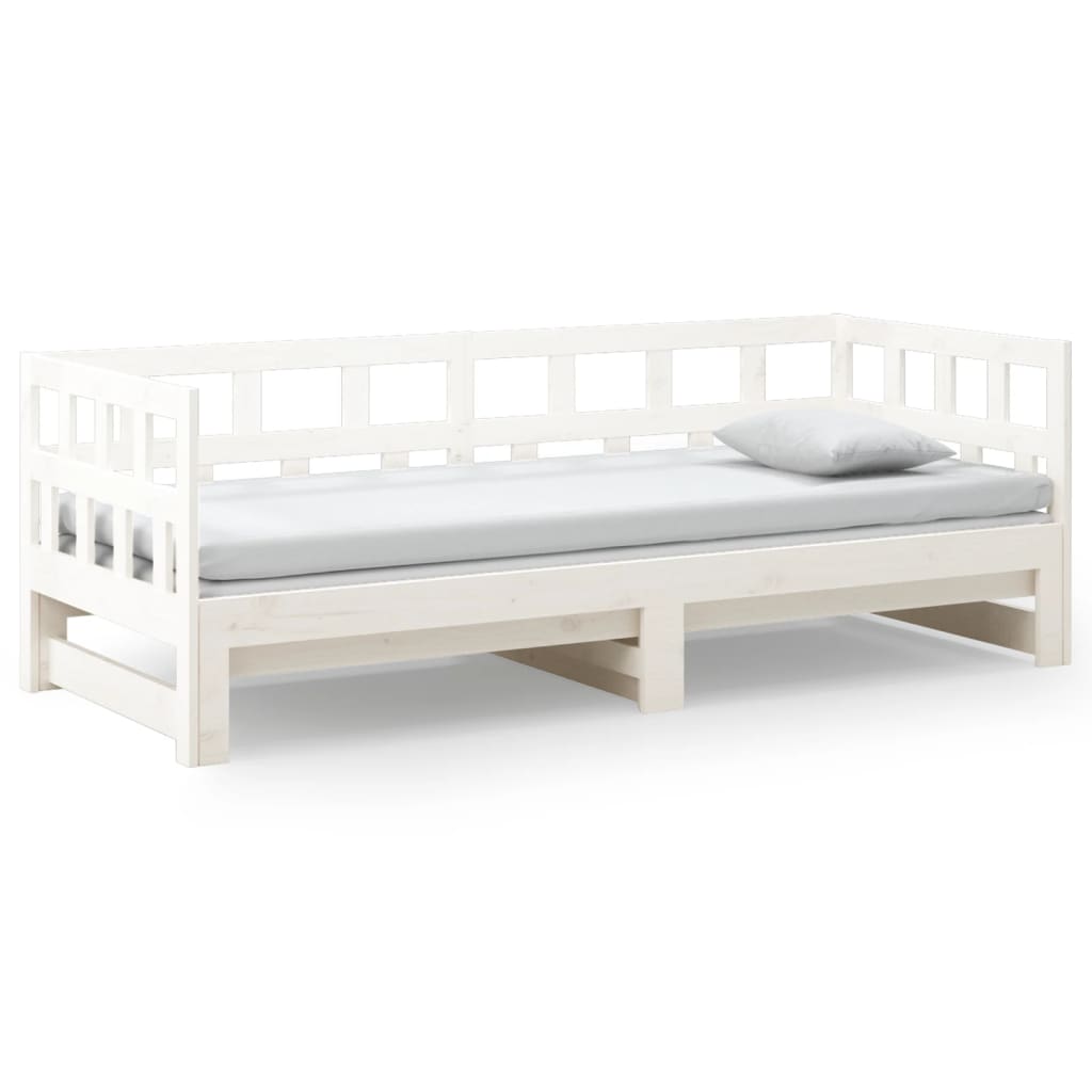 daybed med udtræk 2x(90x200) cm massivt fyrretræ hvid