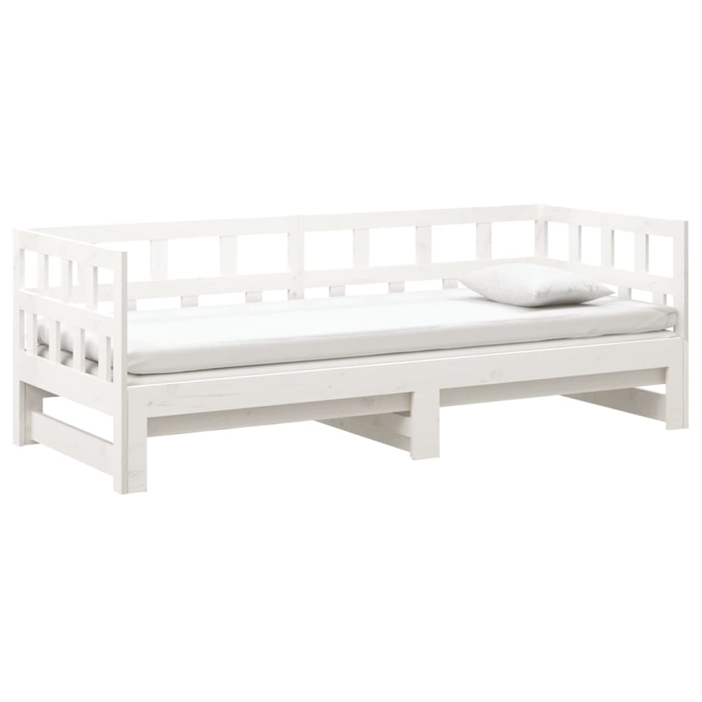 daybed med udtræk 2x(90x200) cm massivt fyrretræ hvid