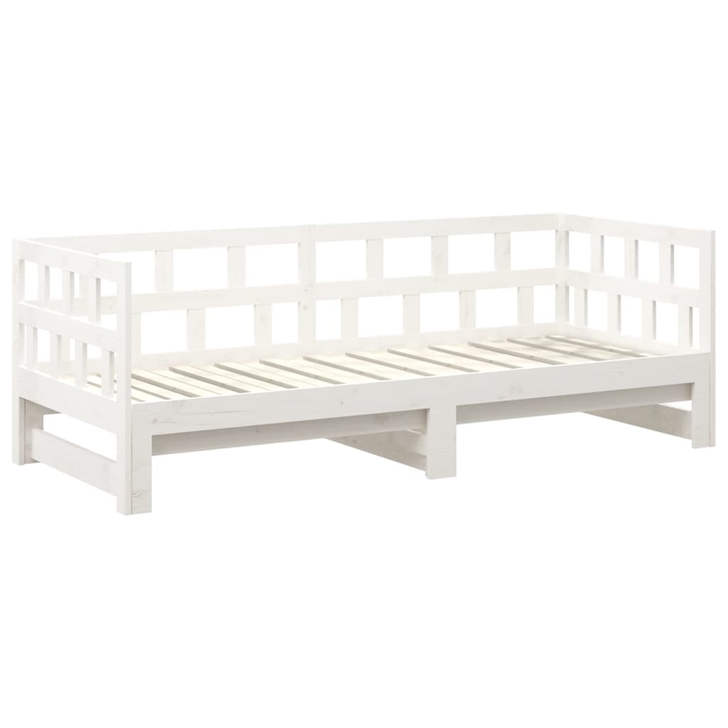 daybed med udtræk 2x(90x200) cm massivt fyrretræ hvid