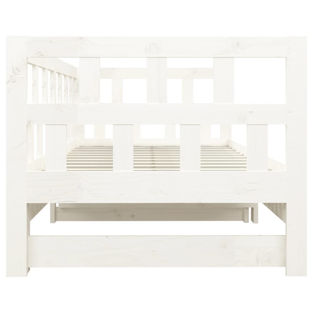 daybed med udtræk 2x(90x200) cm massivt fyrretræ hvid
