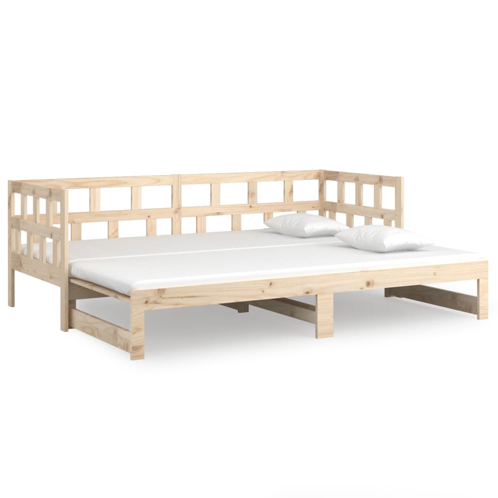 daybed med udtræk 2x(80x200) cm massivt fyrretræ