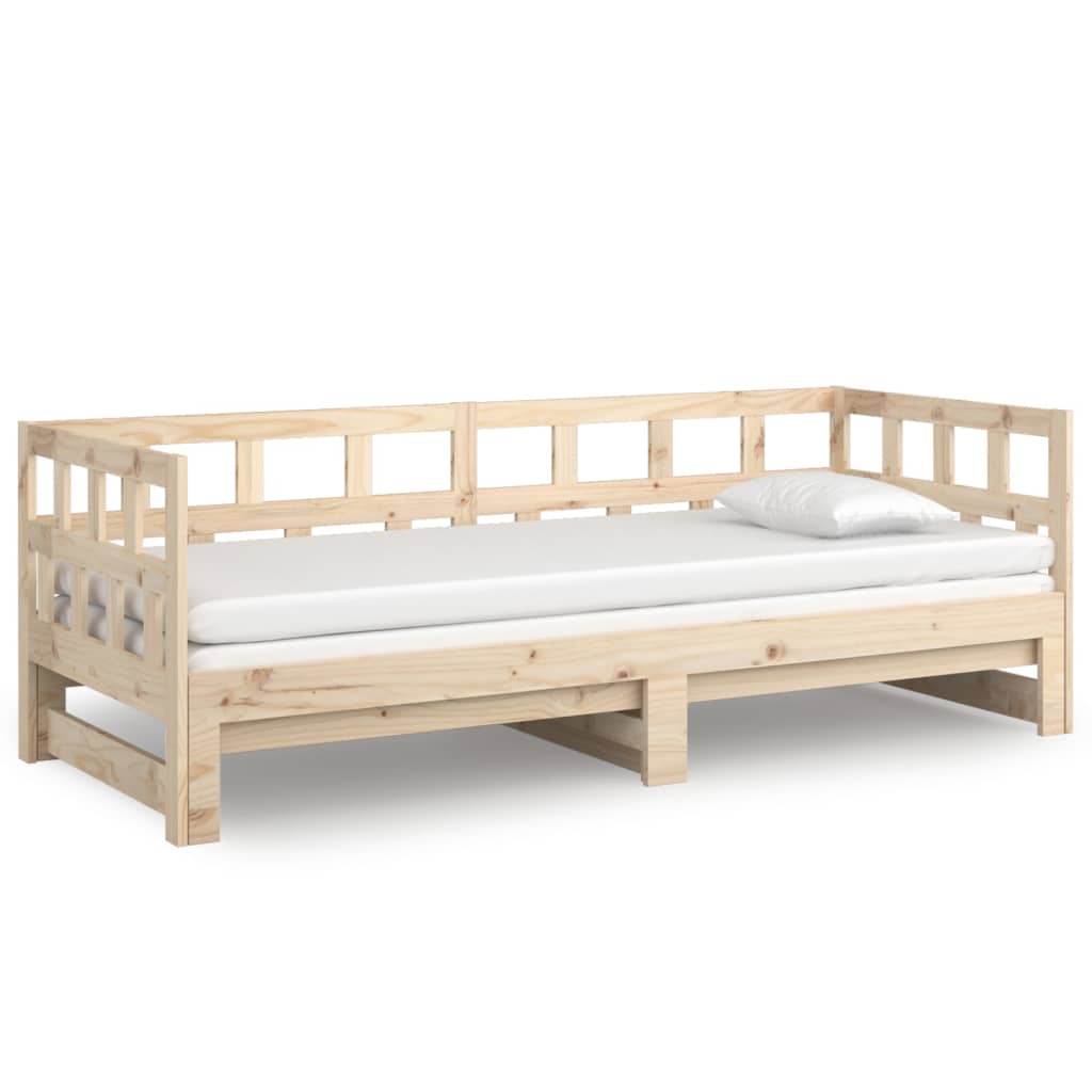 daybed med udtræk 2x(80x200) cm massivt fyrretræ