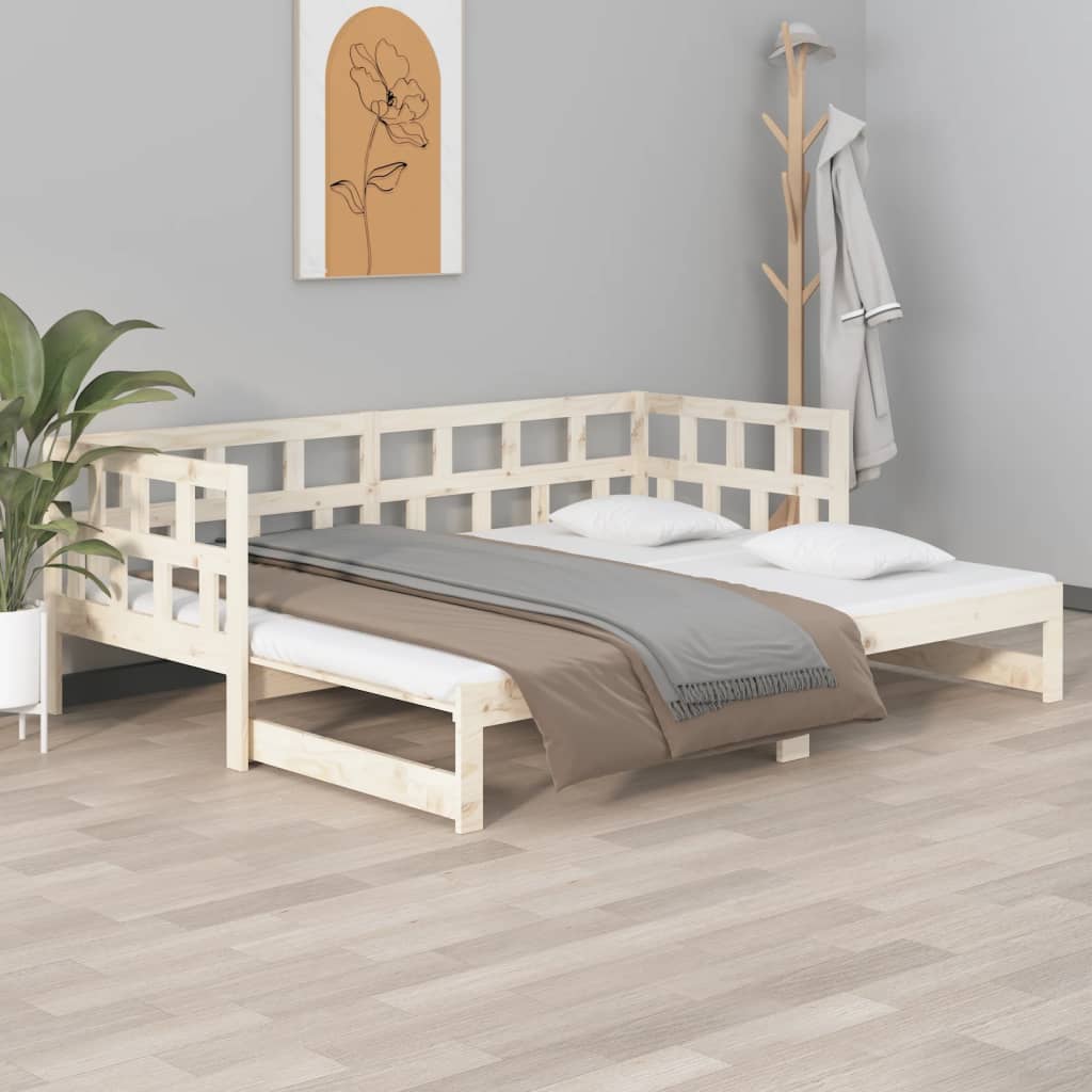 daybed med udtræk 2x(80x200) cm massivt fyrretræ