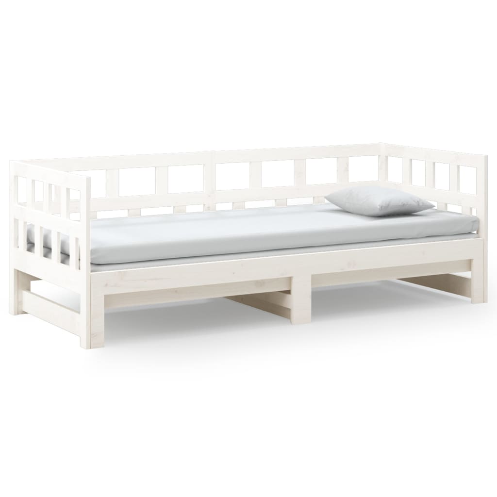 daybed med udtræk 2x(80x200) cm massivt fyrretræ hvid