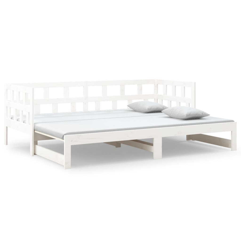 daybed med udtræk 2x(90x190) cm massivt fyrretræ hvid