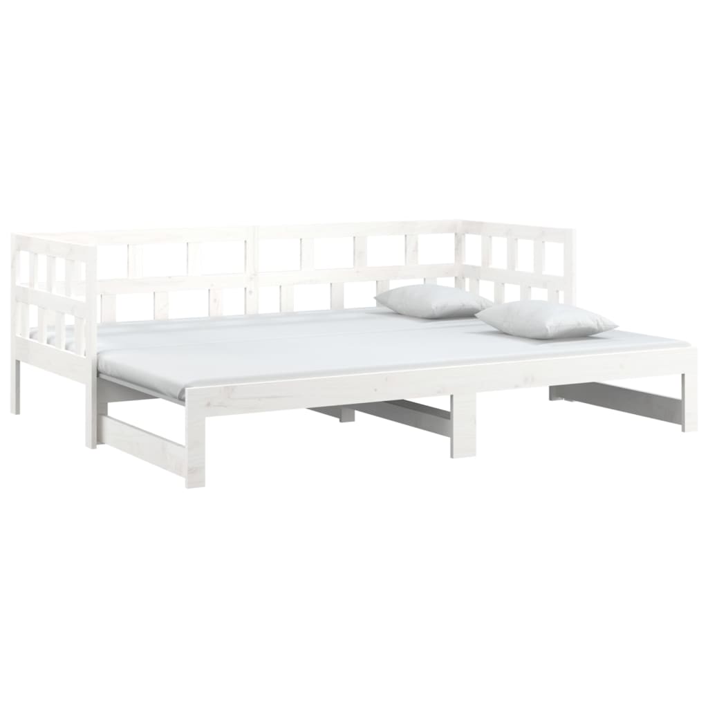 daybed med udtræk 2x(90x190) cm massivt fyrretræ hvid