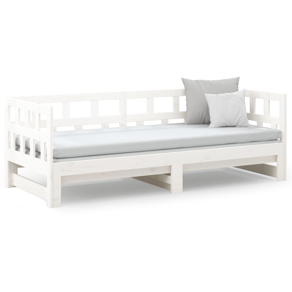 daybed med udtræk 2x(90x190) cm massivt fyrretræ hvid