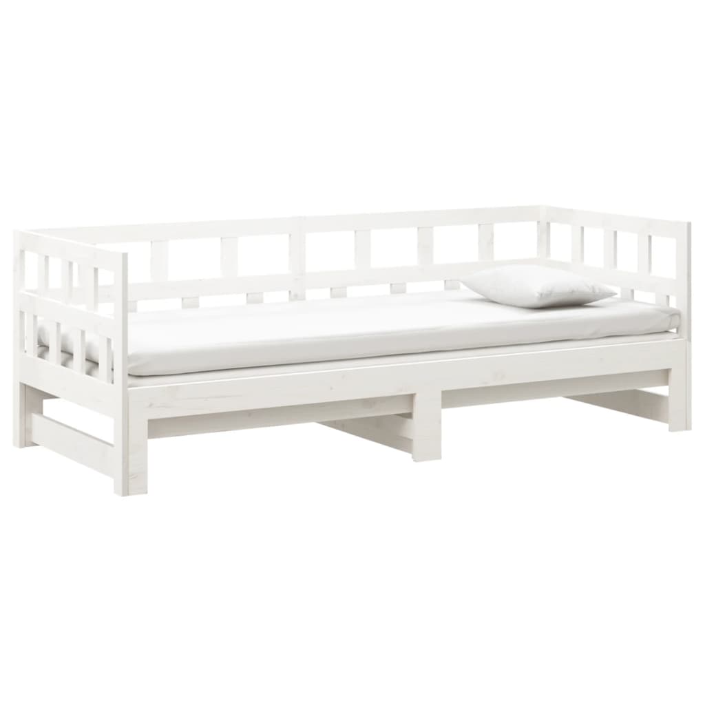 daybed med udtræk 2x(90x190) cm massivt fyrretræ hvid