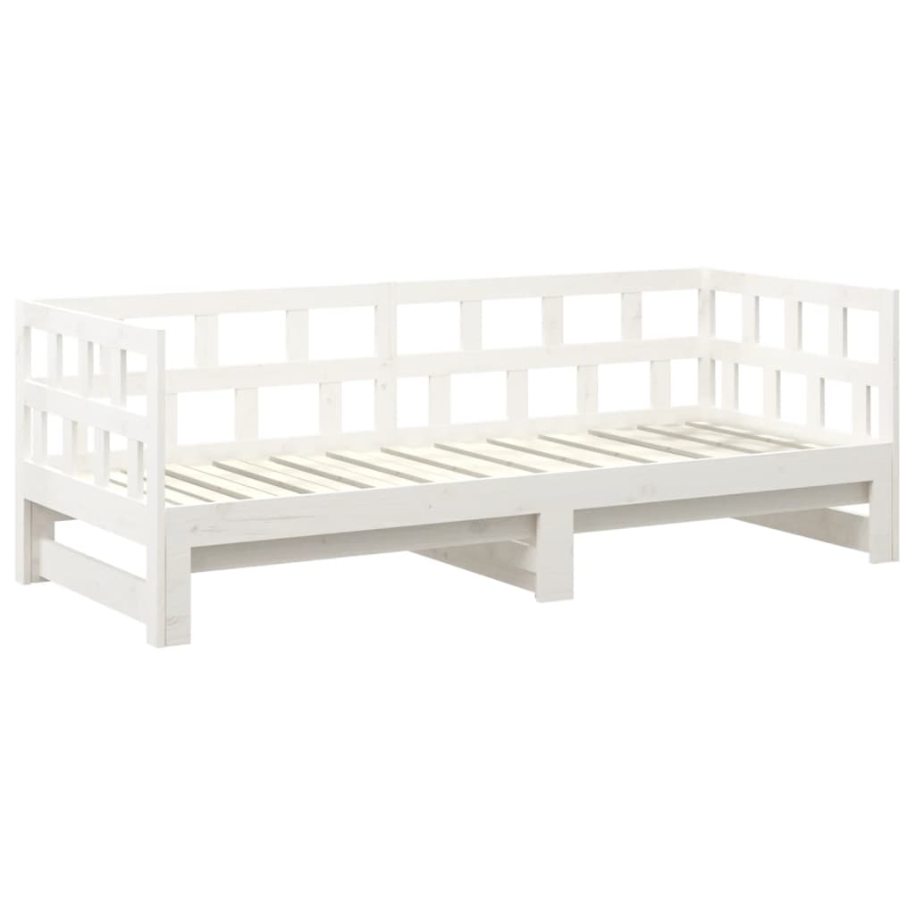 daybed med udtræk 2x(90x190) cm massivt fyrretræ hvid