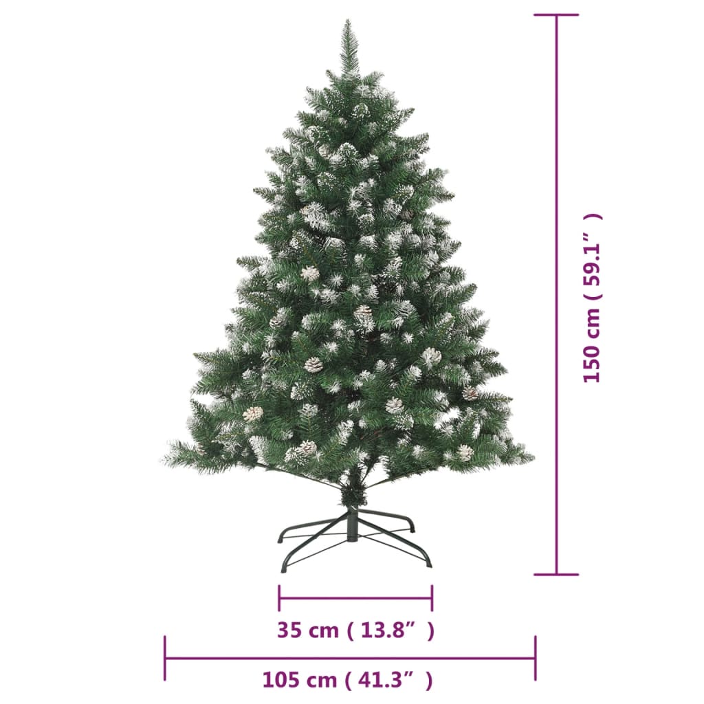 kunstigt juletræ med juletræsfod 150 cm PVC