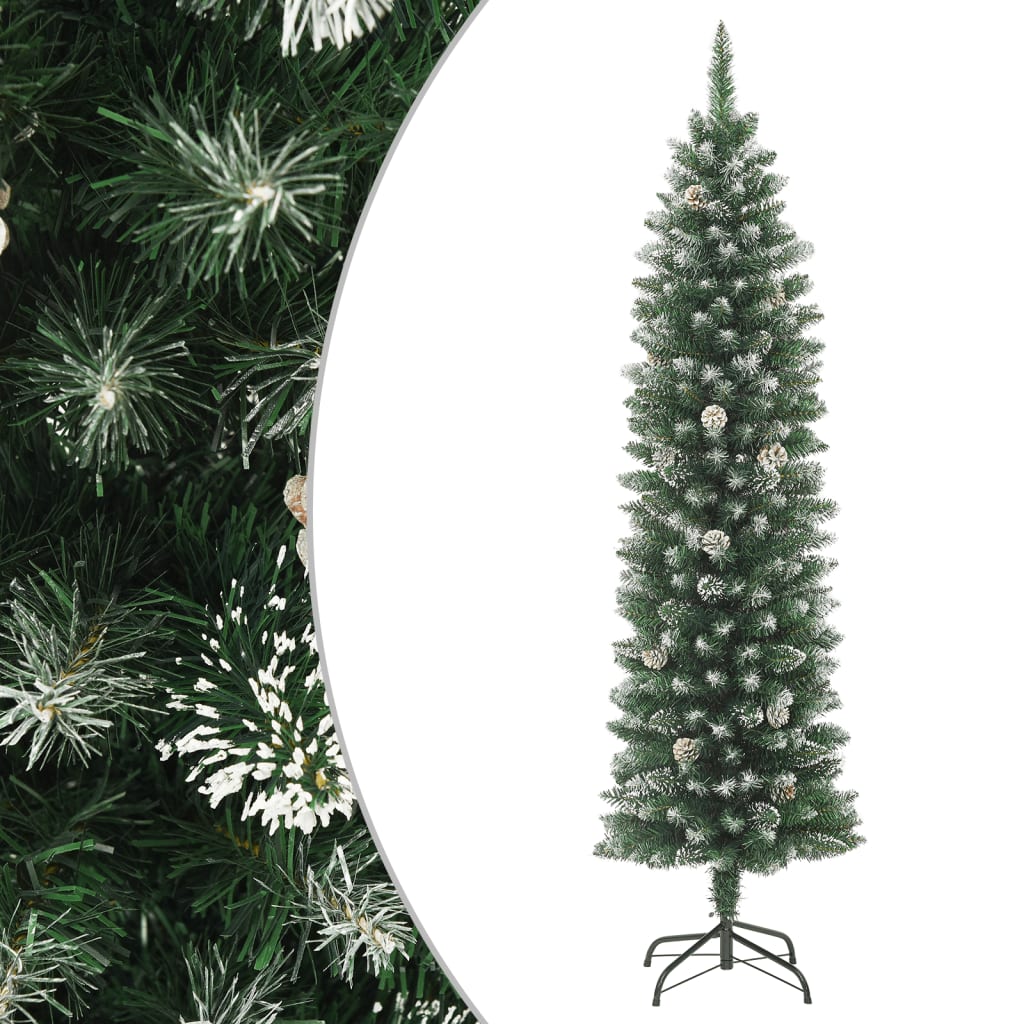kunstigt smalt juletræ med juletræsfod 150 cm PVC
