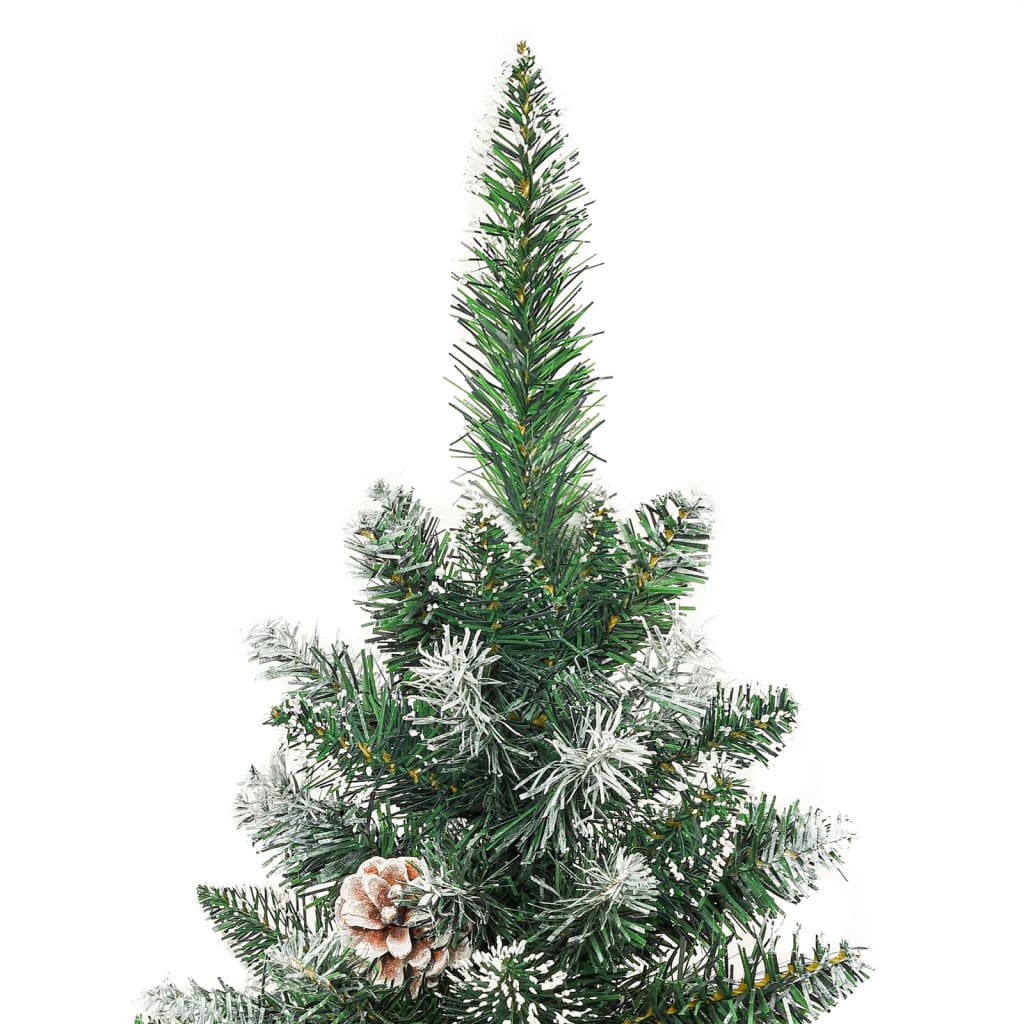 kunstigt smalt juletræ med juletræsfod 210 cm PVC