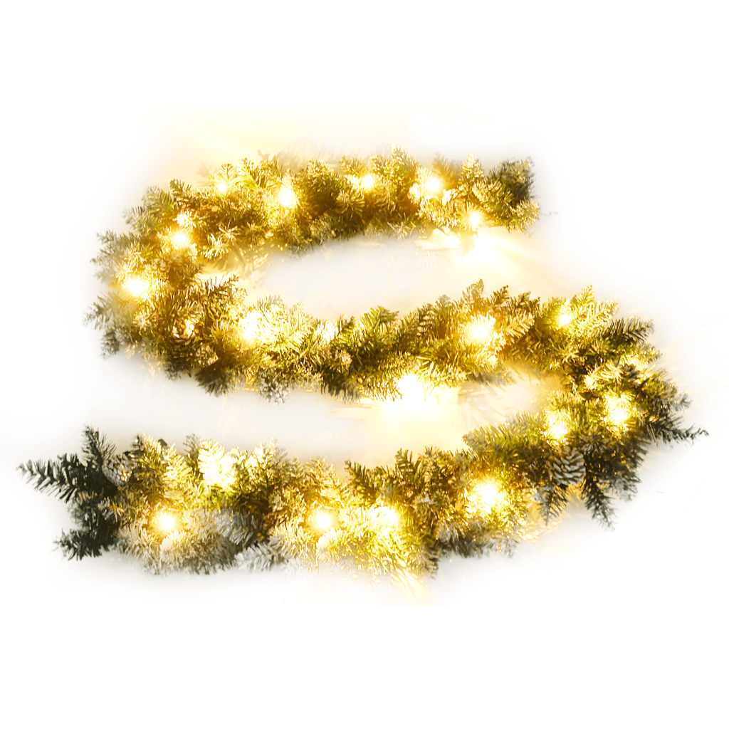 juleguirlande med LED-lys 5,2 m PVC grøn