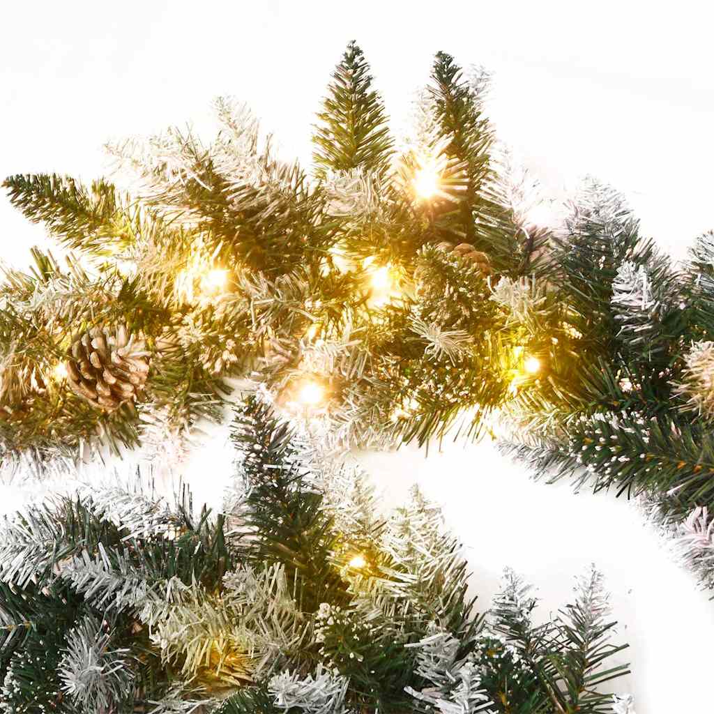 juleguirlande med LED-lys 5,2 m PVC grøn
