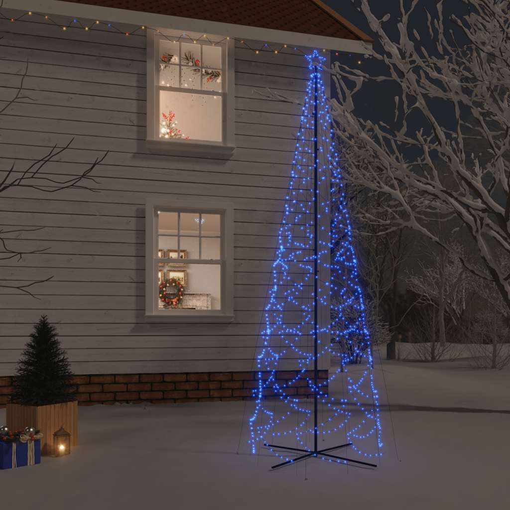 kegleformet juletræ 160x500 cm 1400 LED'er blåt lys