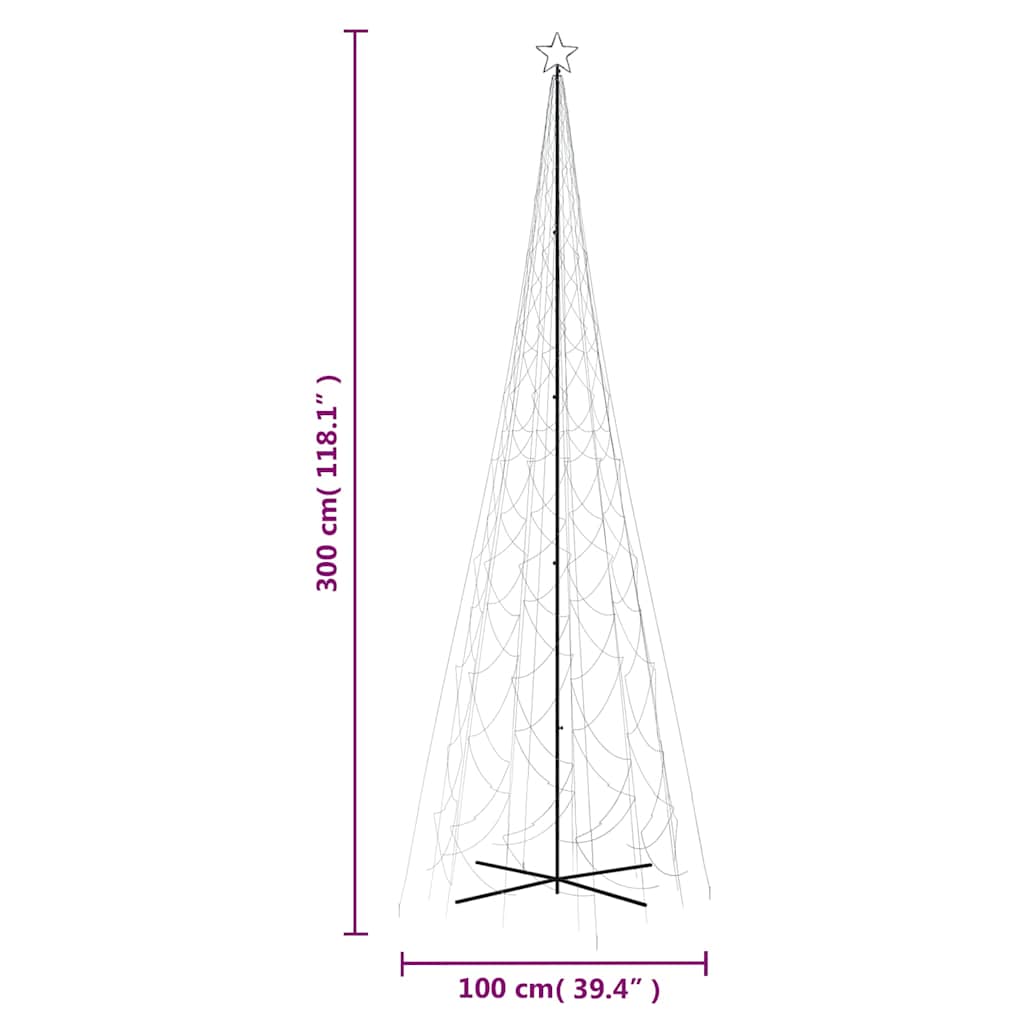 kegleformet juletræ 230x800 cm 3000 LED'er koldt hvidt lys