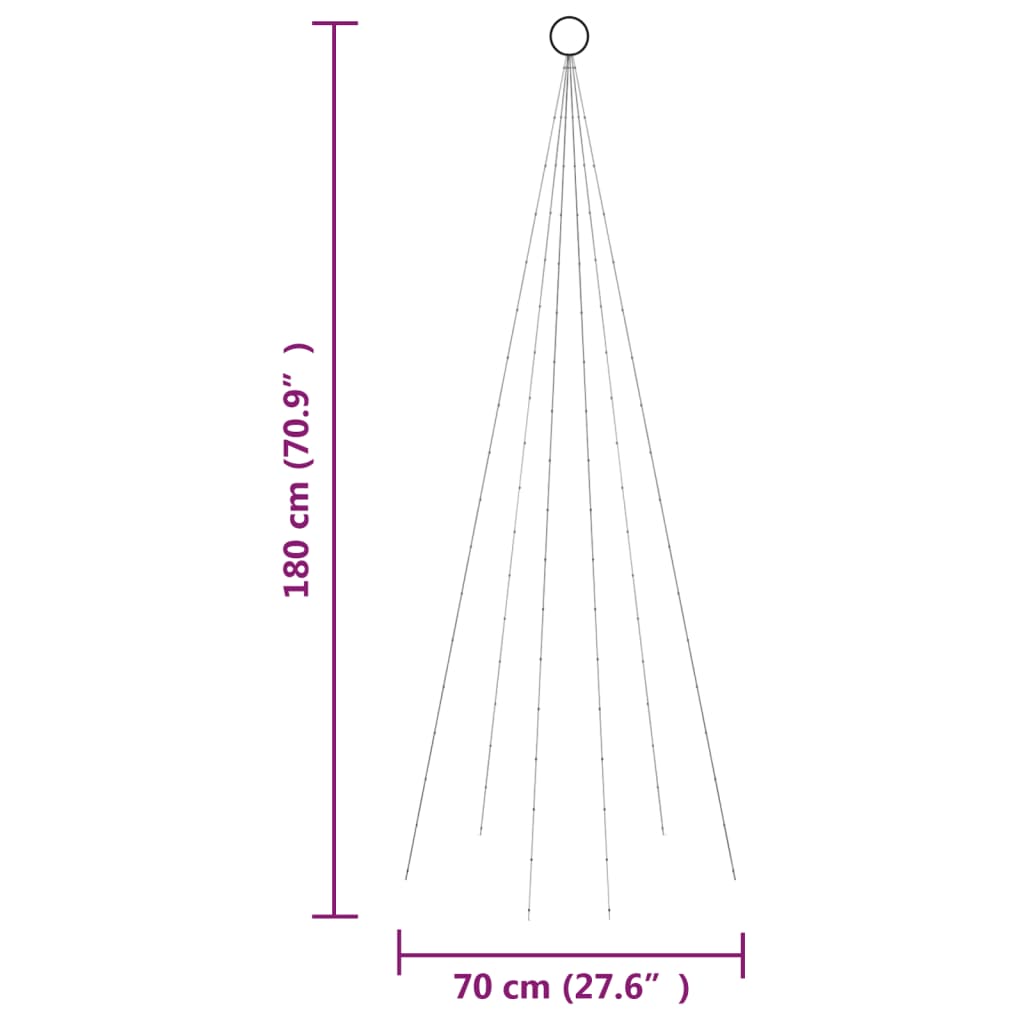 juletræ til flagstang 108 LED'er 180 cm koldt hvidt lys
