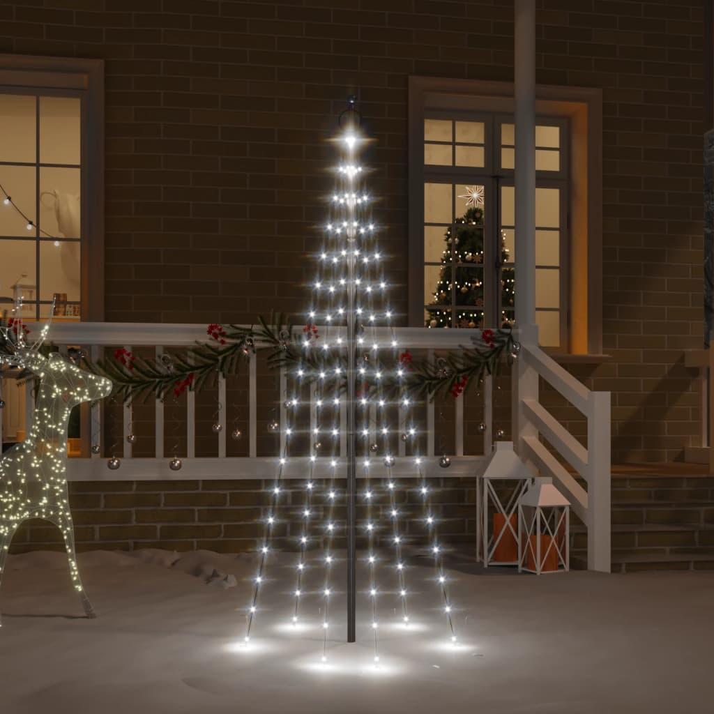 juletræ til flagstang 108 LED'er 180 cm koldt hvidt lys