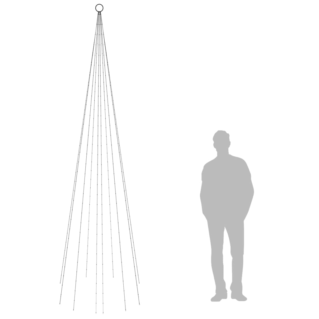 juletræ til flagstang 310 LED'er 300 cm varmt hvidt lys