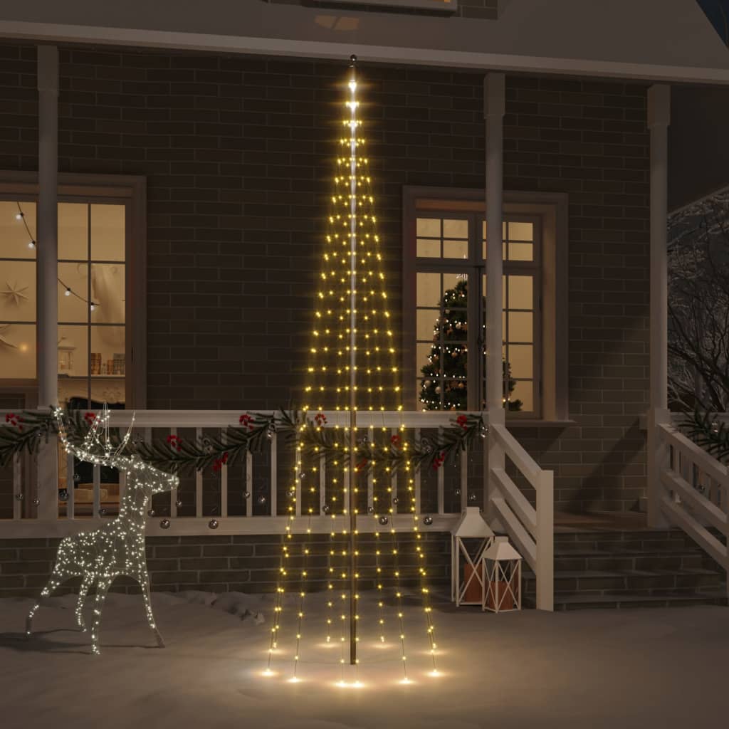 juletræ til flagstang 310 LED'er 300 cm varmt hvidt lys